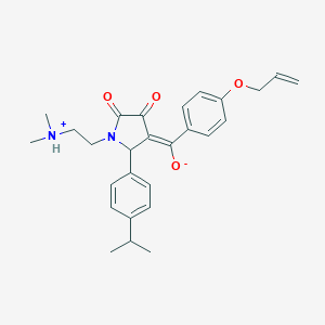(E)-{1-[2-(dimethylammonio)ethyl]-4,5-dioxo-2-[4-(propan-2-yl)phenyl]pyrrolidin-3-ylidene}[4-(prop-2-en-1-yloxy)phenyl]methanolate
