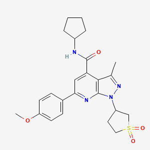 molecular formula C24H28N4O4S B2666402 N-cyclopentyl-1-(1,1-dioxidotetrahydrothiophen-3-yl)-6-(4-methoxyphenyl)-3-methyl-1H-pyrazolo[3,4-b]pyridine-4-carboxamide CAS No. 1021119-41-4