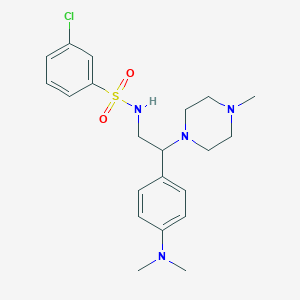molecular formula C21H29ClN4O2S B2666407 3-chloro-N-(2-(4-(dimethylamino)phenyl)-2-(4-methylpiperazin-1-yl)ethyl)benzenesulfonamide CAS No. 946316-97-8