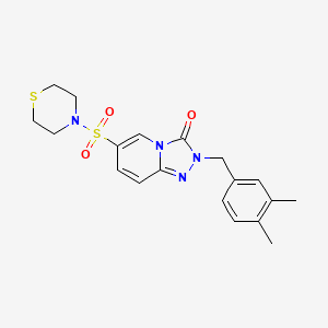 molecular formula C19H22N4O3S2 B2666409 2-(3,4-dimethylbenzyl)-6-(thiomorpholinosulfonyl)-[1,2,4]triazolo[4,3-a]pyridin-3(2H)-one CAS No. 1251693-55-6