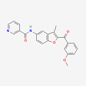 molecular formula C23H18N2O4 B2666416 N-{2-[(3-methoxyphenyl)carbonyl]-3-methyl-1-benzofuran-5-yl}pyridine-3-carboxamide CAS No. 929472-03-7