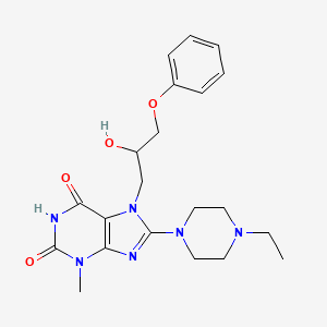 molecular formula C21H28N6O4 B2666417 8-(4-ethylpiperazin-1-yl)-7-(2-hydroxy-3-phenoxypropyl)-3-methyl-1H-purine-2,6(3H,7H)-dione CAS No. 850237-29-5