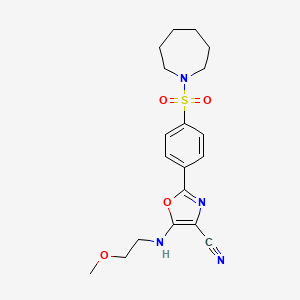 2-(4-(Azepan-1-ylsulfonyl)phenyl)-5-((2-methoxyethyl)amino)oxazole-4-carbonitrile