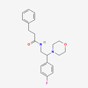 molecular formula C21H25FN2O2 B2666435 N-(2-(4-fluorophenyl)-2-morpholinoethyl)-3-phenylpropanamide CAS No. 941964-76-7