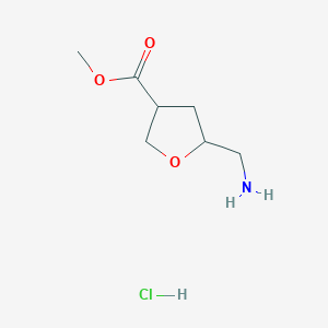 molecular formula C7H14ClNO3 B2666450 甲基-5-(氨基甲基)噁烷-3-羧酸酯;盐酸 CAS No. 2377034-88-1