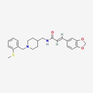 molecular formula C24H28N2O3S B2666460 (E)-3-(苯并[d][1,3]二氧杂环戊-5-基)-N-((1-(2-(甲硫基)苄基)哌啶-4-基)甲基)丙烯酰胺 CAS No. 1235687-00-9