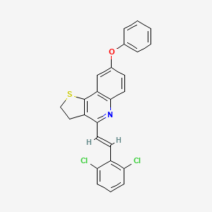 molecular formula C25H17Cl2NOS B2666462 4-[(E)-2-(2,6-二氯苯基)乙烯基]-8-苯氧基-2,3-二氢噻吩并[3,2-c]喹啉 CAS No. 866018-48-6