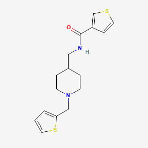 molecular formula C16H20N2OS2 B2666469 N-((1-(thiophen-2-ylmethyl)piperidin-4-yl)methyl)thiophene-3-carboxamide CAS No. 1208799-04-5
