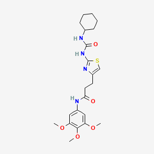 molecular formula C22H30N4O5S B2666472 3-(2-(3-环己基脲基)噻唑-4-基)-N-(3,4,5-三甲氧基苯基)丙酰胺 CAS No. 1091132-39-6