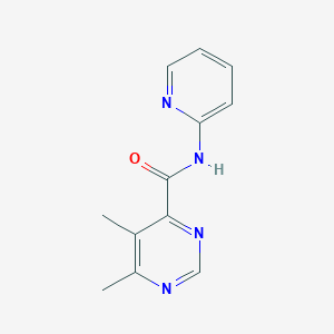 molecular formula C12H12N4O B2666476 5,6-Dimethyl-N-pyridin-2-ylpyrimidine-4-carboxamide CAS No. 2415582-41-9