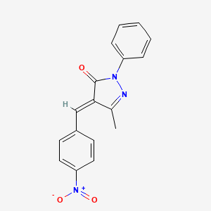molecular formula C17H13N3O3 B2666481 1-苯基-3-甲基-4-(4-硝基苄亚甲基)-2-吡唑啉-5-酮 CAS No. 132603-48-6