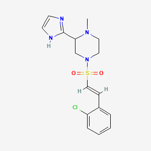 molecular formula C16H19ClN4O2S B2666485 4-[(E)-2-(2-Chlorophenyl)ethenyl]sulfonyl-2-(1H-imidazol-2-yl)-1-methylpiperazine CAS No. 2111896-34-3