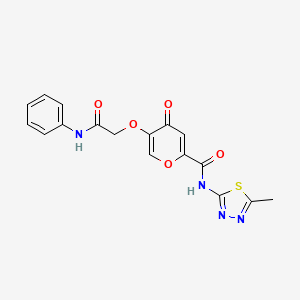 molecular formula C17H14N4O5S B2666486 N-(5-甲基-1,3,4-噻二唑-2-基)-4-氧代-5-(2-氧代-2-(苯基氨基)乙氧基)-4H-吡喃-2-羧酰胺 CAS No. 1105214-33-2