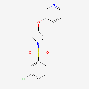 molecular formula C14H13ClN2O3S B2666495 3-((1-((3-氯苯基)磺酰)吖唑啉-3-基)氧)吡啶 CAS No. 1903511-67-0
