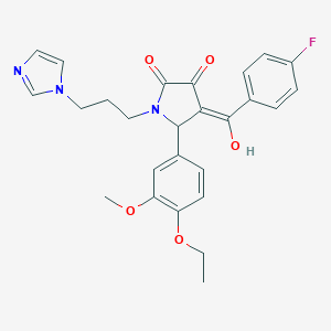 molecular formula C26H26FN3O5 B266650 5-(4-ethoxy-3-methoxyphenyl)-4-(4-fluorobenzoyl)-3-hydroxy-1-[3-(1H-imidazol-1-yl)propyl]-1,5-dihydro-2H-pyrrol-2-one 