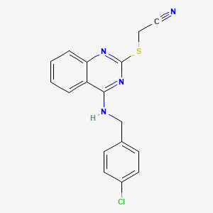 molecular formula C17H13ClN4S B2666503 2-((4-((4-氯苯甲基)氨基)喹唑啉-2-基)硫)乙腈 CAS No. 422531-96-2