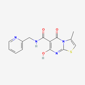 molecular formula C14H12N4O3S B2666510 7-hydroxy-3-methyl-5-oxo-N-(pyridin-2-ylmethyl)-5H-thiazolo[3,2-a]pyrimidine-6-carboxamide CAS No. 898412-43-6