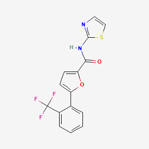 molecular formula C15H9F3N2O2S B2666511 N-(1,3-thiazol-2-yl)-5-[2-(trifluoromethyl)phenyl]furan-2-carboxamide CAS No. 620541-29-9