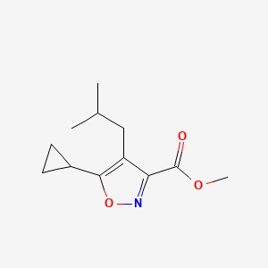 molecular formula C12H17NO3 B2666513 methyl5-cyclopropyl-4-(2-methylpropyl)-1,2-oxazole-3-carboxylate CAS No. 2503207-36-9