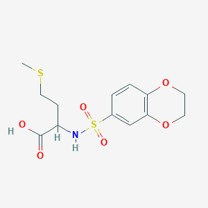 molecular formula C13H17NO6S2 B2666515 2-(2,3-Dihydro-benzo[1,4]dioxine-6-sulfonylamino)-4-methylsulfanyl-butyric acid CAS No. 1396963-71-5
