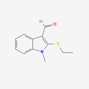 molecular formula C12H13NOS B2666516 2-(ethylsulfanyl)-1-methyl-1H-indole-3-carbaldehyde CAS No. 338416-94-7