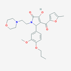 molecular formula C26H32N2O7 B266652 3-hydroxy-5-(3-methoxy-4-propoxyphenyl)-4-(5-methyl-2-furoyl)-1-[2-(4-morpholinyl)ethyl]-1,5-dihydro-2H-pyrrol-2-one 
