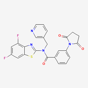 molecular formula C24H16F2N4O3S B2666522 N-(4,6-difluorobenzo[d]thiazol-2-yl)-3-(2,5-dioxopyrrolidin-1-yl)-N-(pyridin-3-ylmethyl)benzamide CAS No. 895436-69-8