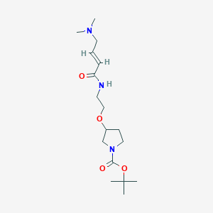 molecular formula C17H31N3O4 B2666525 Tert-butyl 3-[2-[[(E)-4-(dimethylamino)but-2-enoyl]amino]ethoxy]pyrrolidine-1-carboxylate CAS No. 2411329-51-4