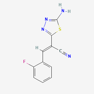 molecular formula C11H7FN4S B2666526 2-(5-Amino-1,3,4-thiadiazol-2-yl)-3-(2-fluorophenyl)acrylonitrile CAS No. 338959-97-0