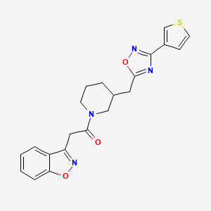 molecular formula C21H20N4O3S B2666531 2-(Benzo[d]isoxazol-3-yl)-1-(3-((3-(thiophen-3-yl)-1,2,4-oxadiazol-5-yl)methyl)piperidin-1-yl)ethanone CAS No. 1706016-54-7