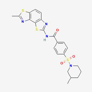 molecular formula C22H22N4O3S3 B2666534 4-(3-甲基哌啶-1-基)磺酰-N-(7-甲基-[1,3]噻唑并[5,4-e][1,3]苯并噻唑-2-基)苯甲酰胺 CAS No. 500149-66-6