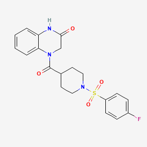 molecular formula C20H20FN3O4S B2666537 4-(1-((4-fluorophenyl)sulfonyl)piperidine-4-carbonyl)-3,4-dihydroquinoxalin-2(1H)-one CAS No. 941890-11-5