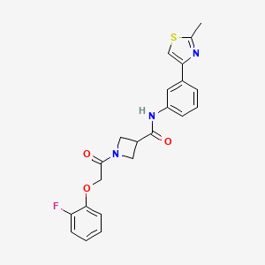 molecular formula C22H20FN3O3S B2666538 1-(2-(2-fluorophenoxy)acetyl)-N-(3-(2-methylthiazol-4-yl)phenyl)azetidine-3-carboxamide CAS No. 1448066-23-6