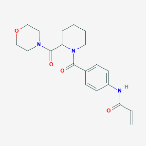 molecular formula C20H25N3O4 B2666539 N-[4-[2-(Morpholine-4-carbonyl)piperidine-1-carbonyl]phenyl]prop-2-enamide CAS No. 2361670-27-9