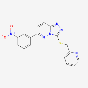 molecular formula C17H12N6O2S B2666544 6-(3-Nitrophenyl)-3-(2-pyridinylmethylthio)-[1,2,4]triazolo[4,3-b]pyridazine CAS No. 891122-43-3