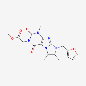 molecular formula C18H19N5O5 B2666557 Methyl 2-[6-(furan-2-ylmethyl)-4,7,8-trimethyl-1,3-dioxopurino[7,8-a]imidazol-2-yl]acetate CAS No. 896853-30-8
