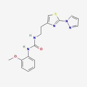 molecular formula C16H17N5O2S B2666559 1-(2-(2-(1H-pyrazol-1-yl)thiazol-4-yl)ethyl)-3-(2-methoxyphenyl)urea CAS No. 1428380-43-1