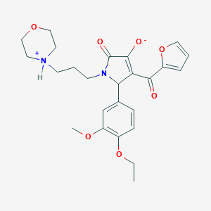 molecular formula C25H30N2O7 B266656 (E)-{2-(4-ethoxy-3-methoxyphenyl)-1-[3-(morpholin-4-ium-4-yl)propyl]-4,5-dioxopyrrolidin-3-ylidene}(furan-2-yl)methanolate 