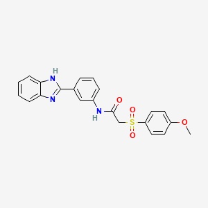 molecular formula C22H19N3O4S B2666564 N-(3-(1H-苯并[d]咪唑-2-基)苯基)-2-((4-甲氧基苯基)磺酰)乙酰胺 CAS No. 941951-79-7