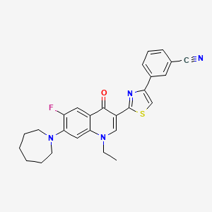 3-{2-[7-(Azepan-1-yl)-1-ethyl-6-fluoro-4-oxo-1,4-dihydroquinolin-3-yl]-1,3-thiazol-4-yl}benzonitrile