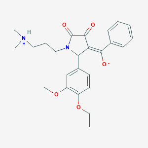 molecular formula C25H30N2O5 B266658 (E)-{1-[3-(dimethylammonio)propyl]-2-(4-ethoxy-3-methoxyphenyl)-4,5-dioxopyrrolidin-3-ylidene}(phenyl)methanolate 