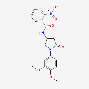 molecular formula C19H19N3O6 B2666581 N-(1-(3,4-dimethoxyphenyl)-5-oxopyrrolidin-3-yl)-2-nitrobenzamide CAS No. 898408-50-9