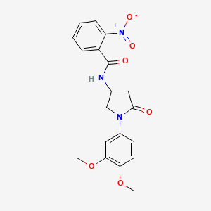 molecular formula C19H19N3O6 B2666581 N-[1-(3,4-dimethoxyphenyl)-5-oxopyrrolidin-3-yl]-2-nitrobenzamide CAS No. 898408-50-9