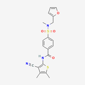 molecular formula C20H19N3O4S2 B2666589 N-(3-氰基-4,5-二甲基硫代噻吩-2-基)-4-(N-(呋喃-2-基甲基)-N-甲基磺酰)苯甲酰胺 CAS No. 899983-09-6