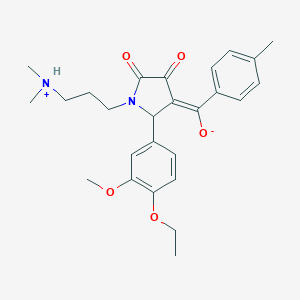 molecular formula C26H32N2O5 B266659 (E)-{1-[3-(dimethylammonio)propyl]-2-(4-ethoxy-3-methoxyphenyl)-4,5-dioxopyrrolidin-3-ylidene}(4-methylphenyl)methanolate 