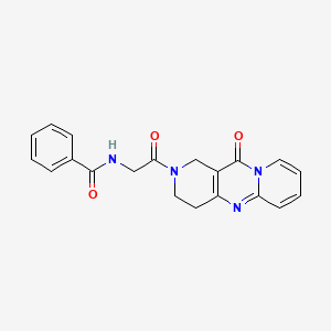 molecular formula C20H18N4O3 B2666593 N-(2-氧代-2-(11-氧代-3,4-二氢-1H-二吡啶[1,2-a:4',3'-d]嘧啶-2(11H)-基)乙基)苯甲酰胺 CAS No. 2034530-87-3
