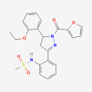 molecular formula C23H23N3O5S B2666594 N-(2-(5-(2-ethoxyphenyl)-1-(furan-2-carbonyl)-4,5-dihydro-1H-pyrazol-3-yl)phenyl)methanesulfonamide CAS No. 923244-03-5