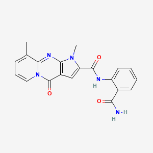 molecular formula C20H17N5O3 B2666595 N-(2-carbamoylphenyl)-1,9-dimethyl-4-oxo-1,4-dihydropyrido[1,2-a]pyrrolo[2,3-d]pyrimidine-2-carboxamide CAS No. 864855-84-5