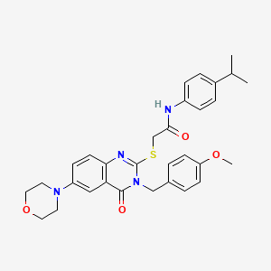 molecular formula C31H34N4O4S B2666598 N-(4-异丙基苯基)-2-((3-(4-甲氧基苯甲基)-6-吗啉基-4-氧代-3,4-二氢喹唑啉-2-基)硫)乙酰胺 CAS No. 689771-98-0