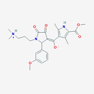 molecular formula C25H31N3O6 B266661 (E)-{1-[3-(dimethylammonio)propyl]-2-(3-methoxyphenyl)-4,5-dioxopyrrolidin-3-ylidene}[5-(methoxycarbonyl)-2,4-dimethyl-1H-pyrrol-3-yl]methanolate 